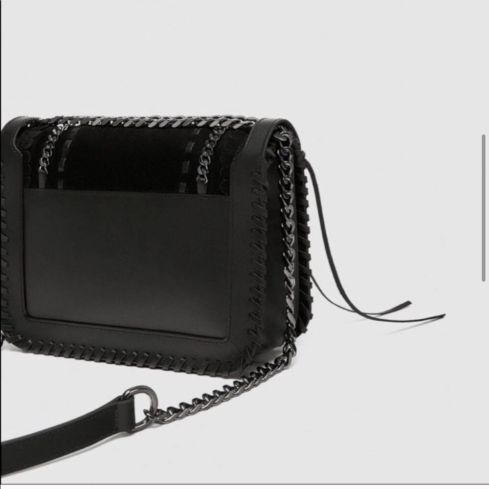 Zara Suede chain crossbody bag black - Picture 3 of 10